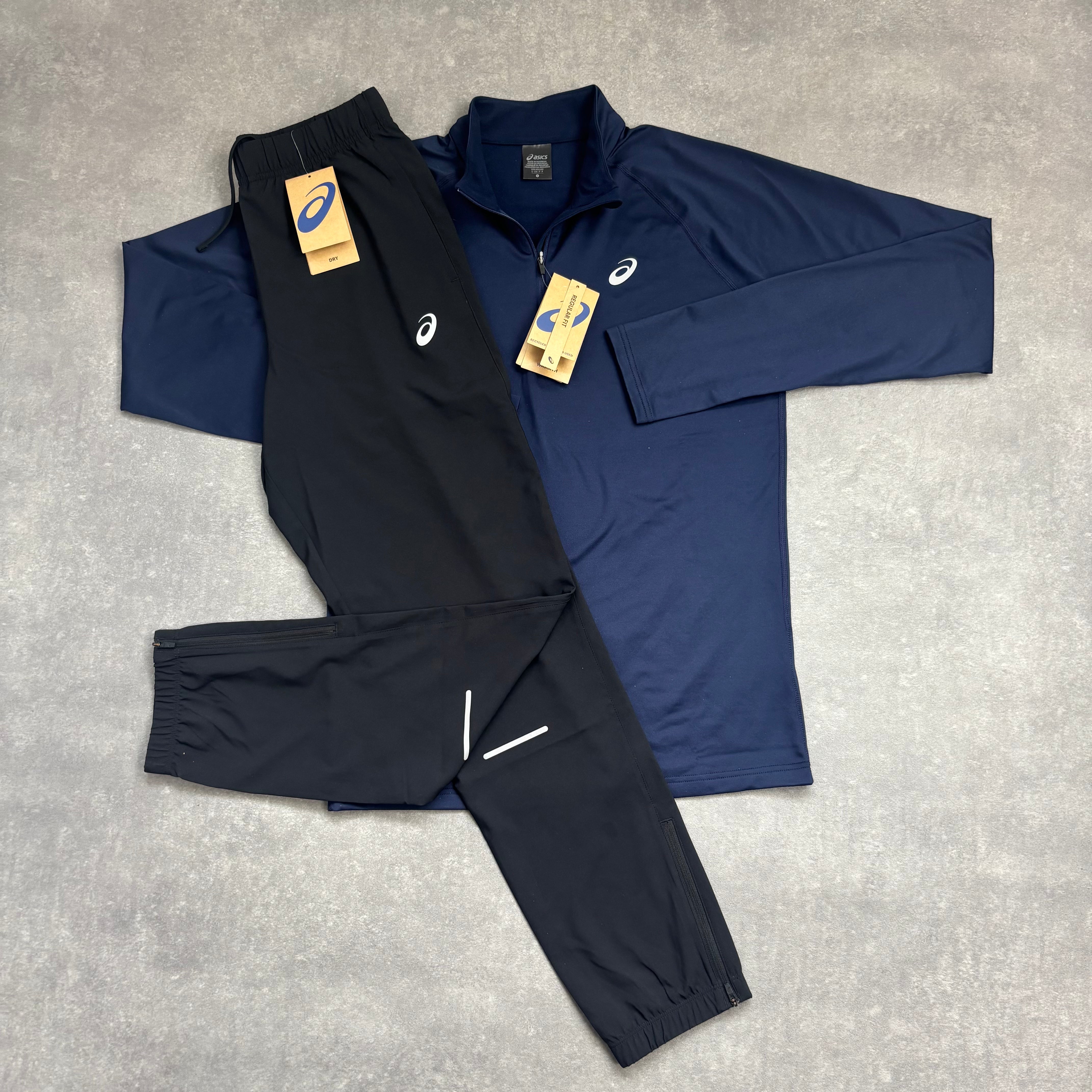 ASICS WINTER 1/4 ZIP SET NAVY BLACK
